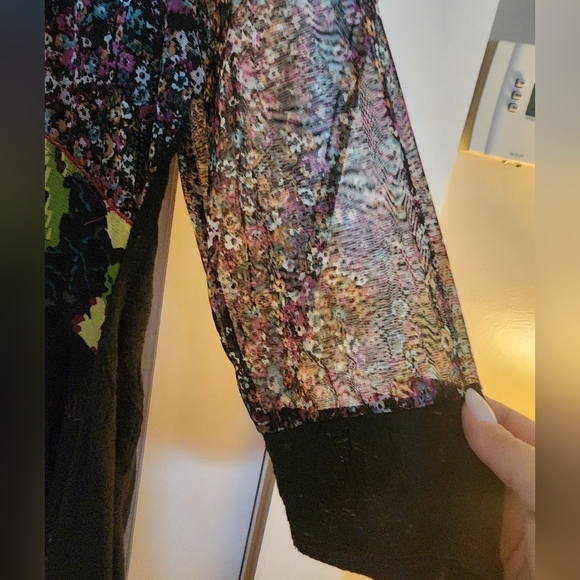 Me Paris Tunic Top Mesh Floral 3/4 Sleeve Artsy Avante Garde French Size 5 Boho - Picture 6 of 12